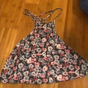 flowy tank top with a pink floral pattern